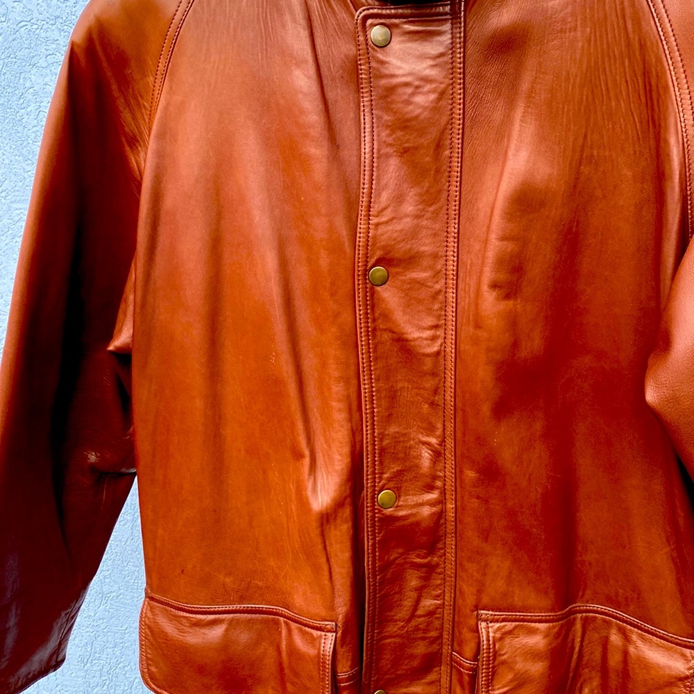 Coach men’s full grain leather 3/4 length coat